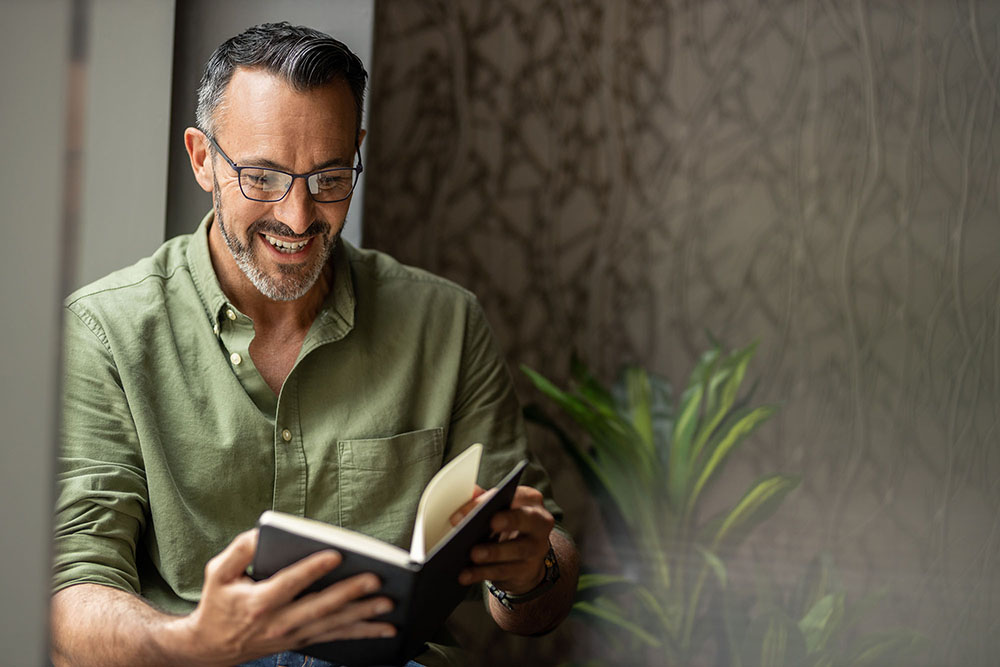 Early retiree reading a book