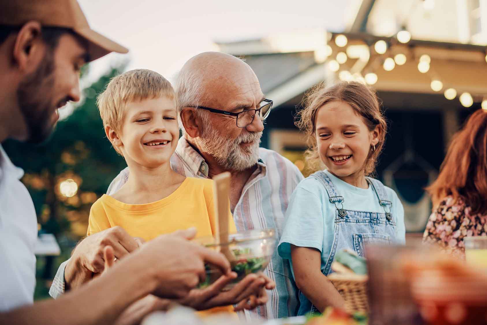 Happy grandparent with grandchildren